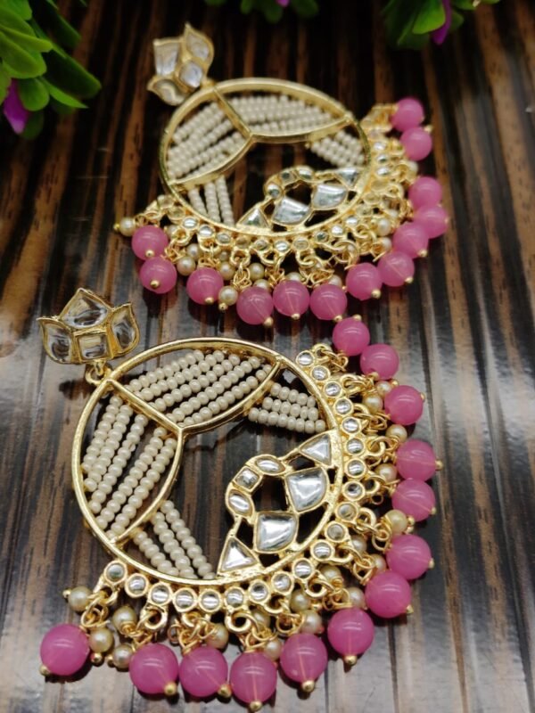 Pink meenakari earrings