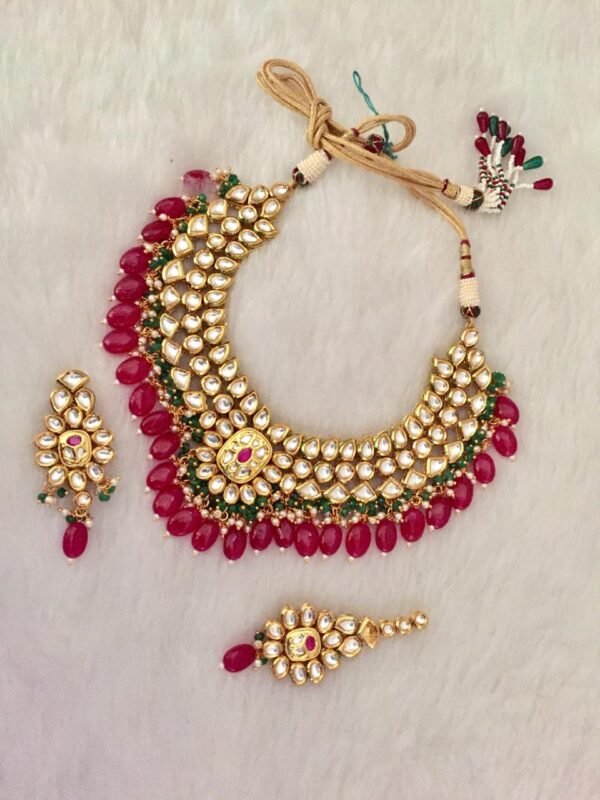 Red meenakari bridal jewellery