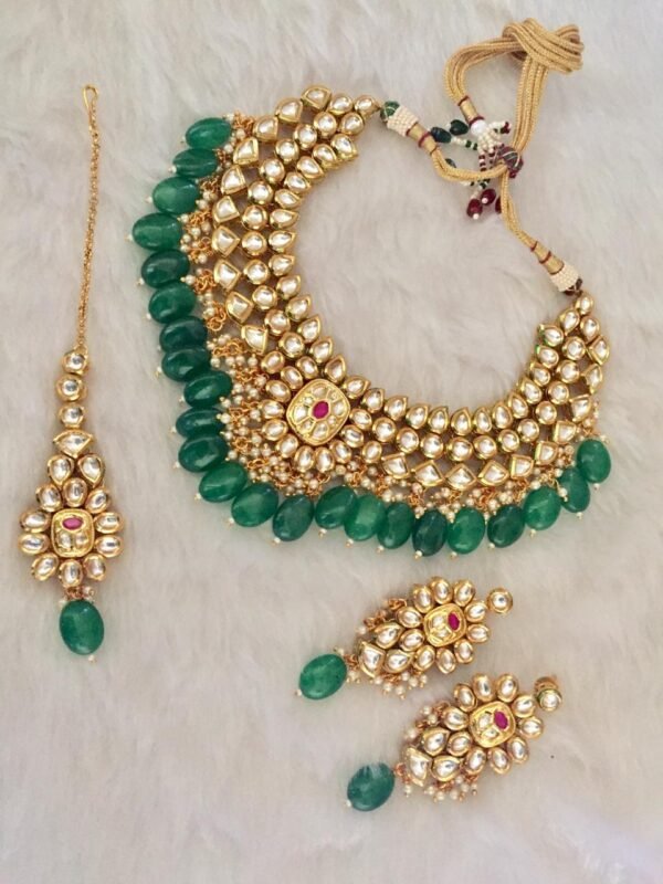 Green meenakari bridal jewellery