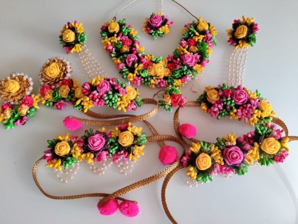 buy premium quality floral jewelry with pompom hanging