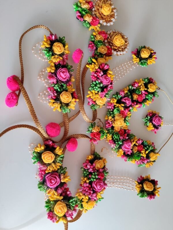 buy premium quality floral jewelry with pompom hanging