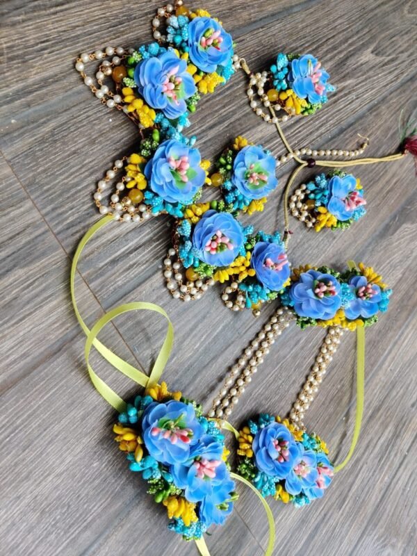 Buy Decent Blue Flower Jewellery Set for Bridal Preminum Quality