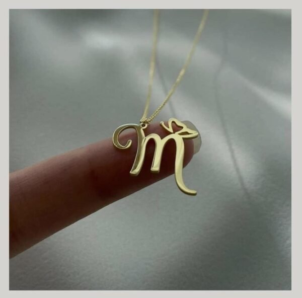 PERSONALIZED INITIAL ALPHABET NECKLACE WITH BUTTERFLY