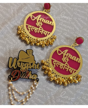 Customised Earrings & Brooch Combo for DulhaDulhan