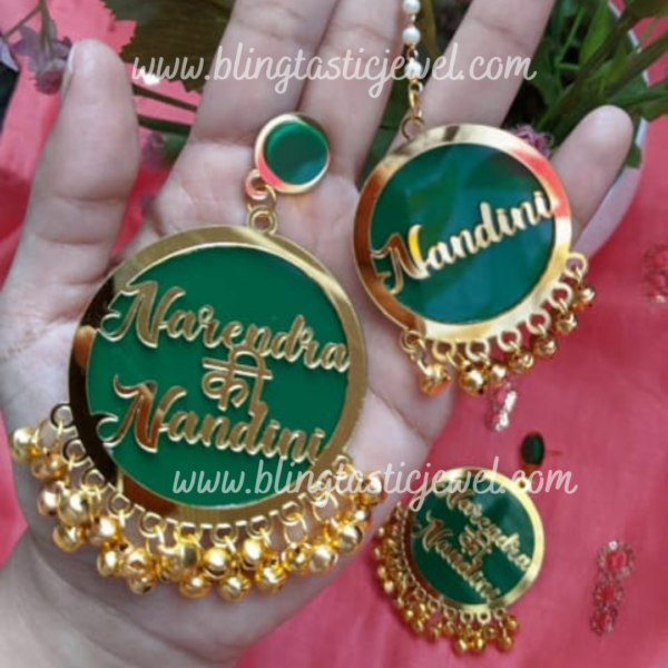 Buy Customized dulhania earrings with mangtikka