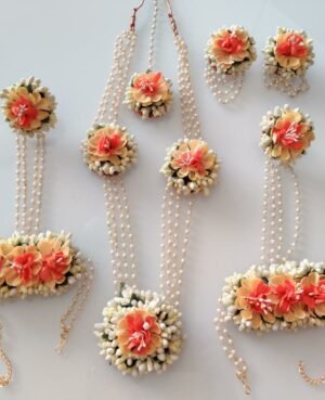 buy orange and white floral set for baby shower