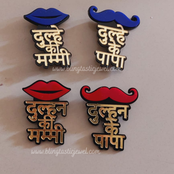 Customized dulhe and dulhan ki mummy papa brooches