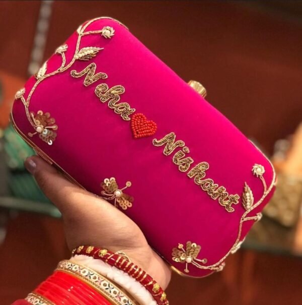 customized printed embroidered clutch